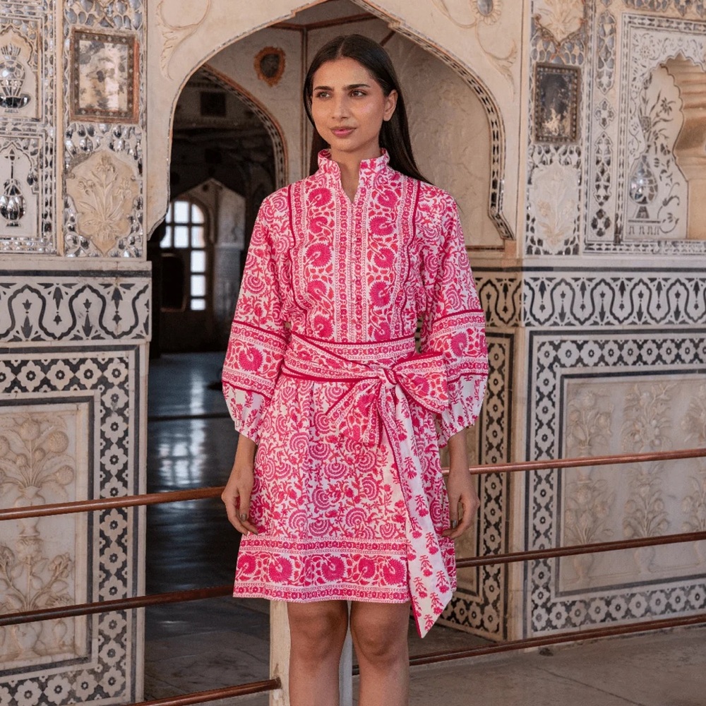 Sue Sartor Flounce™️ Shorty | Pink/Cayenne Fan Flower Print